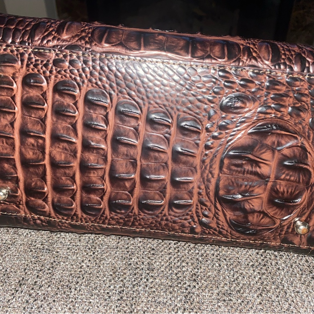 Brahmin Dark Brown Croc-Embossed Satchel Cocoa Ombré Melbourne like New - Picture 10 of 10